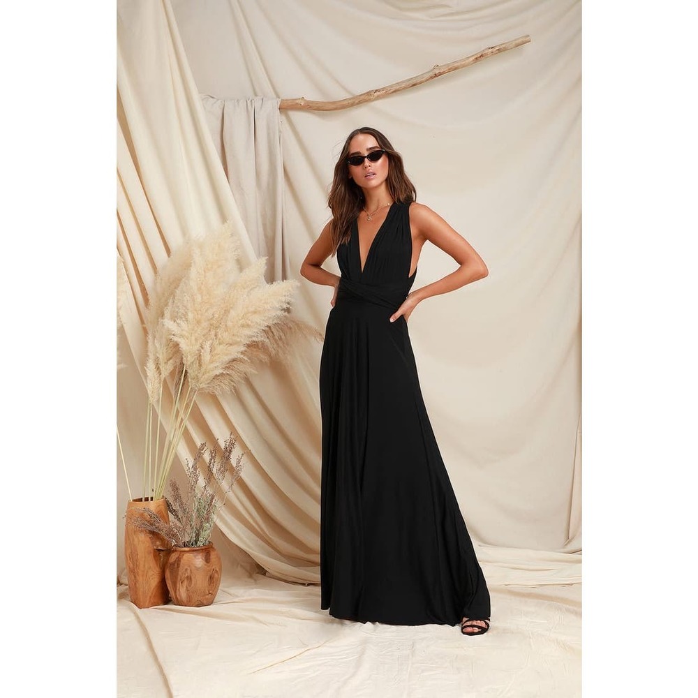 Lulus Tricks of the Trade Black Maxi Dress Size S